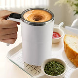 Rechargeable Electric Coffee Mug with Auto Mixing, Temp Display, 304 Stainless Steel for Milk, Tea, Hot Chocolate, Portable & Du