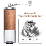 Vintage Portable Manual Coffee Grinder with Wood Grain Stainless Steel Crank Retro Handheld Coffee Bean Grinder for Home Travel