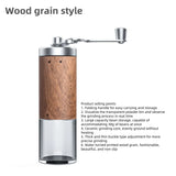 Vintage Portable Manual Coffee Grinder with Wood Grain Stainless Steel Crank Retro Handheld Coffee Bean Grinder for Home Travel