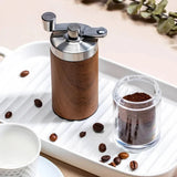 Vintage Portable Manual Coffee Grinder with Wood Grain Stainless Steel Crank Retro Handheld Coffee Bean Grinder for Home Travel