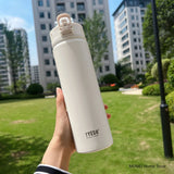 Tyeso 600/750ML Stainless Steel Thermos Bottle with Straw, Thermal Cup, Sports Water Bottle, Keeps Cold & Heat, Car Mug