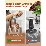 Manual Coffee Grinder with Ceramic Burr Mill for Espresso and French Press Brewing 2Cup Capacity 1.2oz Adjustable Grind Setting