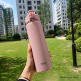Tyeso 600/750ML Stainless Steel Thermos Bottle with Straw, Thermal Cup, Sports Water Bottle, Keeps Cold & Heat, Car Mug