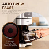 2-in-1 Drip Coffee Maker Grinder with Programmable Auto Brew and Timer Functionality Built-in Warming Plate for 10-Cup Capacity