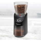 Infinity Plus Conical Burr Grinder Black for Precision Coffee Grinding in Home and Cafe Settings Ensures Consistent Particle Si