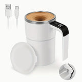 Rechargeable Electric Coffee Mug with Auto Mixing, Temp Display, 304 Stainless Steel for Milk, Tea, Hot Chocolate, Portable & Du