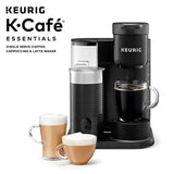KCafe Essentials Single Serve KCup Pod Coffee Latte and Cappuccino Maker for Home and Office Use Black Compact Design with Easy