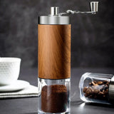 Vintage Portable Manual Coffee Grinder with Wood Grain Stainless Steel Crank Retro Handheld Coffee Bean Grinder for Home Travel