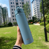 Tyeso 600/750ML Stainless Steel Thermos Bottle with Straw, Thermal Cup, Sports Water Bottle, Keeps Cold & Heat, Car Mug