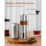Manual Coffee Grinder with Ceramic Burr Mill for Espresso and French Press Brewing 2Cup Capacity 1.2oz Adjustable Grind Setting
