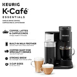 KCafe Essentials Single Serve KCup Pod Coffee Latte and Cappuccino Maker for Home and Office Use Black Compact Design with Easy