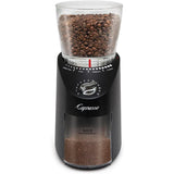 Infinity Plus Conical Burr Grinder Black for Precision Coffee Grinding in Home and Cafe Settings Ensures Consistent Particle Si